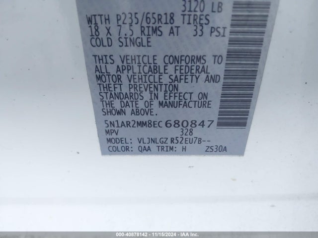 Nissan Pathfinder Sl 2014 5N1AR2MM8EC680847 Image 9