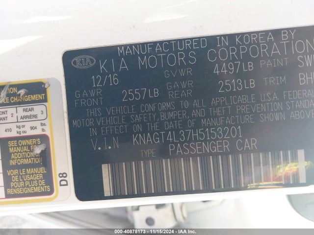 KIA Optima Lx 2017 KNAGT4L37H5153201 Image 9