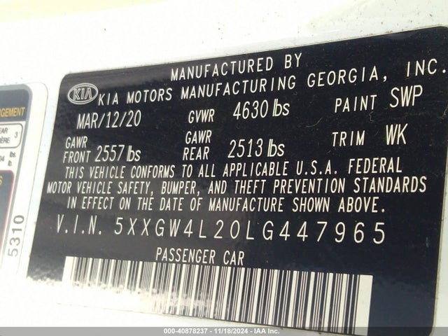 5XXGW4L20LG447965 KIA Optima