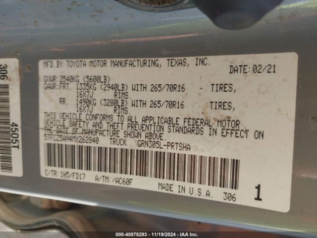5TFCZ5AN4MX262840 Toyota Tacoma Trd Off-road