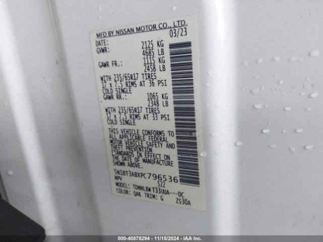 5N1BT3ABXPC796536 Nissan ROGUE S