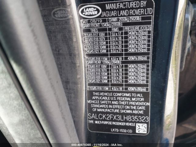 SALCK2FX3LH835323 Land Rover Discovery Sport Standard