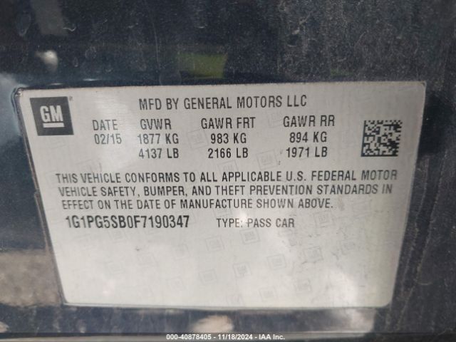 1G1PG5SB0F7190347 Chevrolet CRUZE LTZ