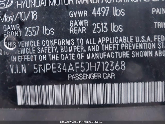 Hyundai Sonata Sel+ 2018 5NPE34AF5JH712368 Image 9