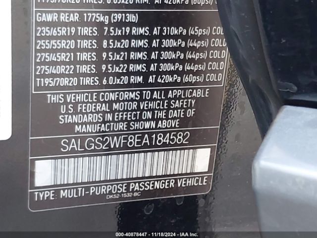 SALGS2WF8EA184582 Land Rover Range Rover 3.0l V6 Supercharged Hse