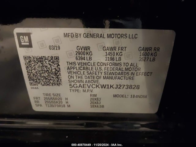 5GAEVCKW1KJ273828 Buick Enclave Awd Avenir