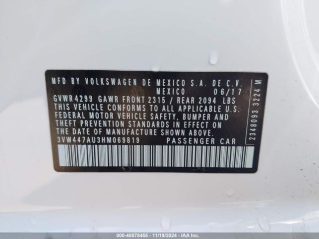 3VW447AU3HM069819 Volkswagen Golf Gti Autobahn 4-door/s 4-door/se 4-door/sport 4-door