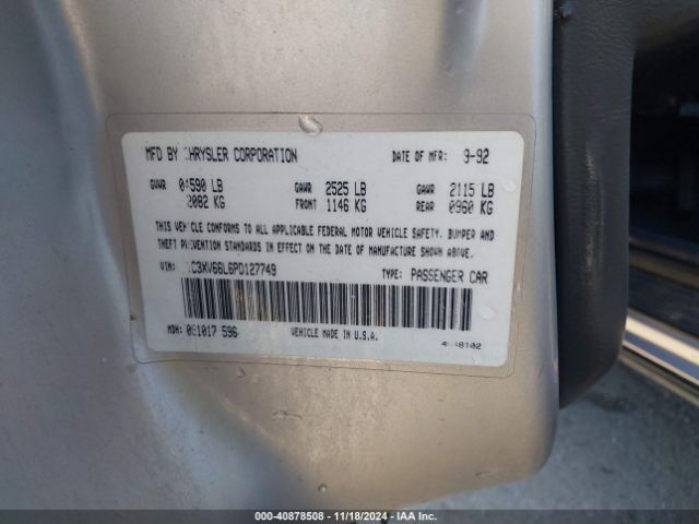 1993 CHRYSLER NEW YORKER 1C3XV66L6PD127749 Photo 8