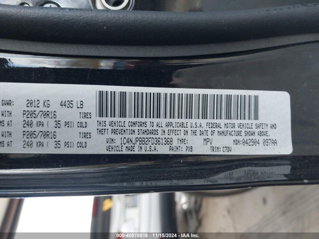 1C4NJPBB2FD361368 Jeep Patriot Sport