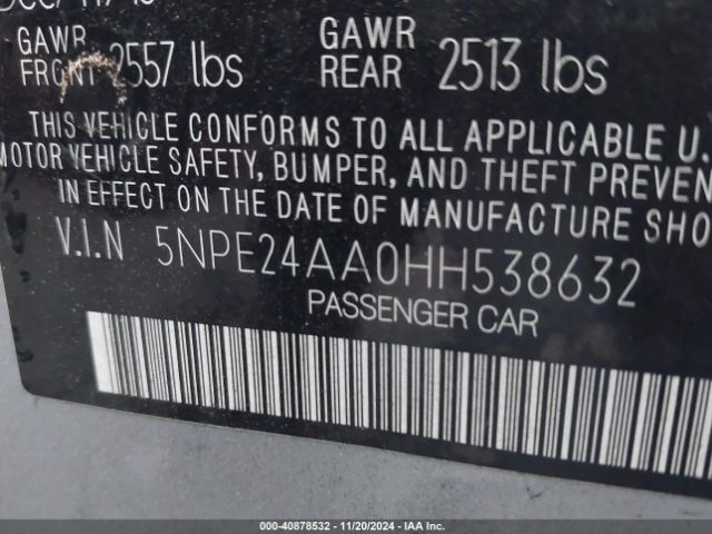 5NPE24AA0HH538632 Hyundai SONATA ECO