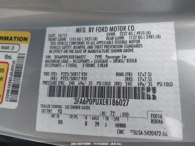 3FA6P0PUXER186027 Ford Fusion Energi Se Luxury