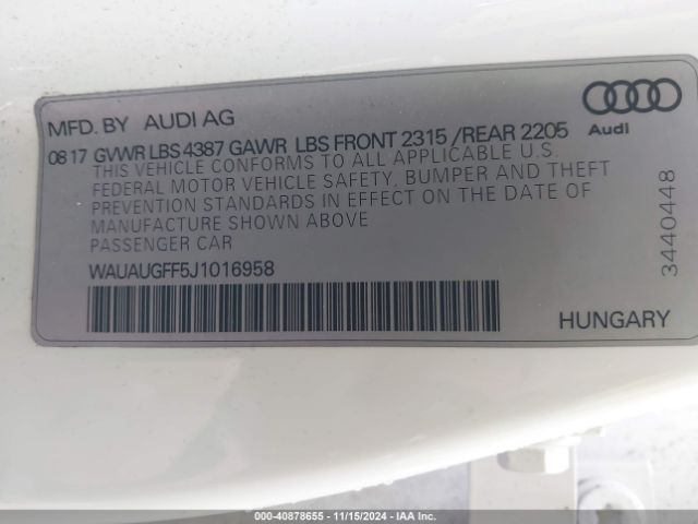 WAUAUGFF5J1016958 Audi A3 2.0t Premium/2.0t Tech Premium