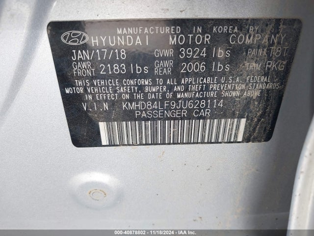 Hyundai ELANTRA SEL 2018 KMHD84LF9JU628114 Image 9