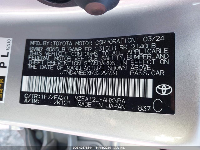 Toyota COROLLA SE 2024 JTND4MBEXR3229931 Image 9