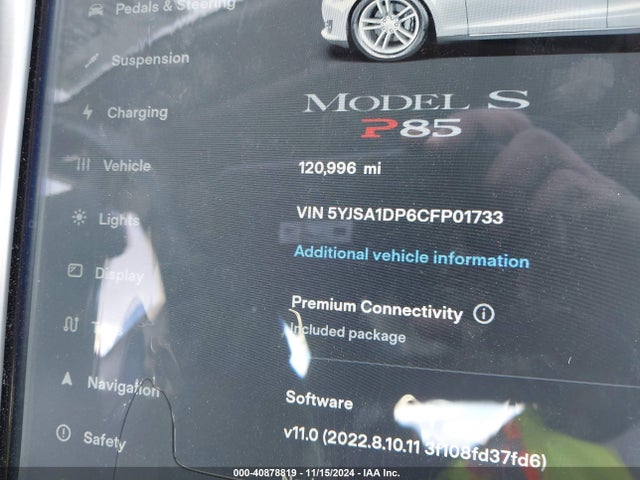 2012 TESLA MODEL S 5YJSA1DP6CFP01733 Photo 6