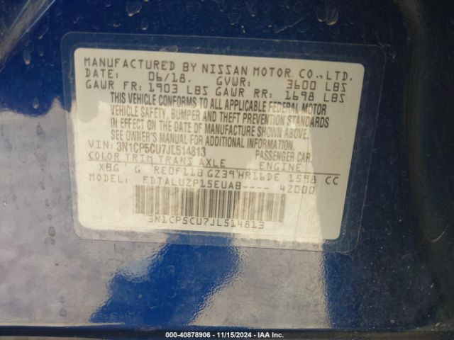 3N1CP5CU7JL514813 Nissan KICKS SR