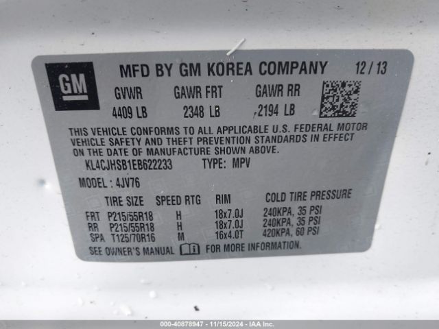 KL4CJHSB1EB622233 Buick Encore Premium