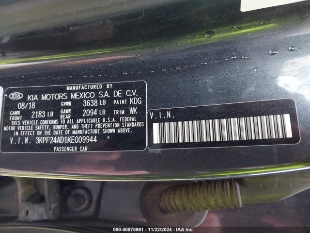 3KPF24AD1KE009944 KIA FORTE FE