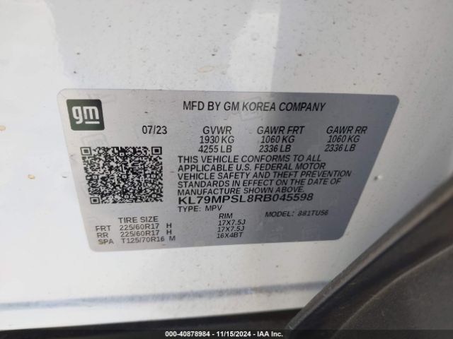 KL79MPSL8RB045598 Chevrolet Trailblazer Fwd Lt
