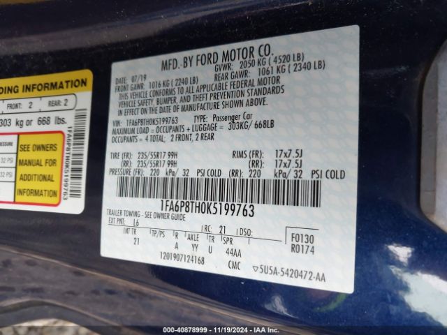 1FA6P8TH0K5199763 Ford Mustang Ecoboost