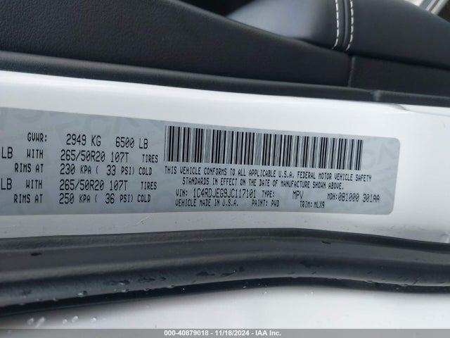 Dodge Durango Citadel Anodized Platinum Awd 2018 1C4RDJEG9JC117101 Image 9