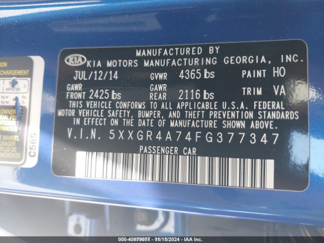 5XXGR4A74FG377347 KIA OPTIMA SX