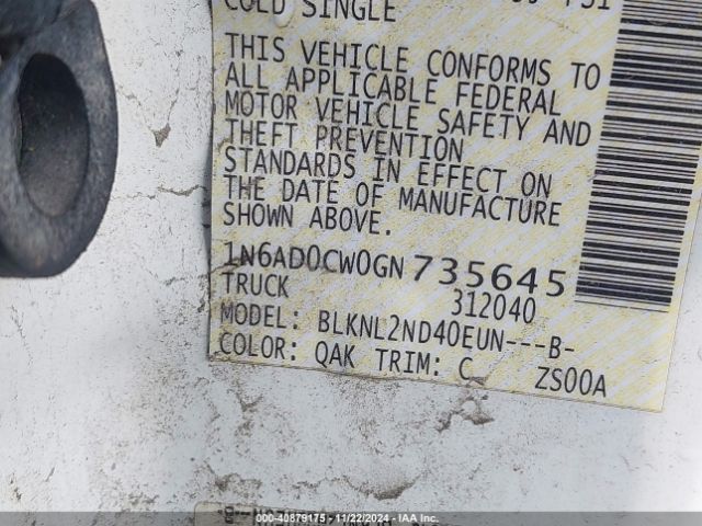 1N6AD0CW0GN735645 Nissan Frontier Sv