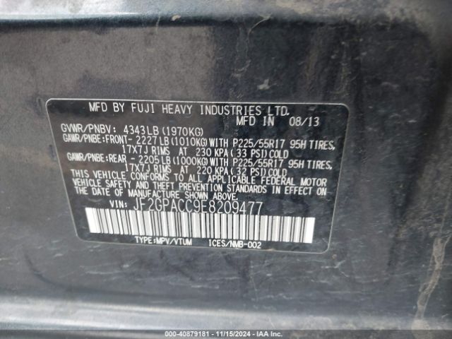 JF2GPACC9E8209477 Subaru Xv Crosstrek 2.0i Premium