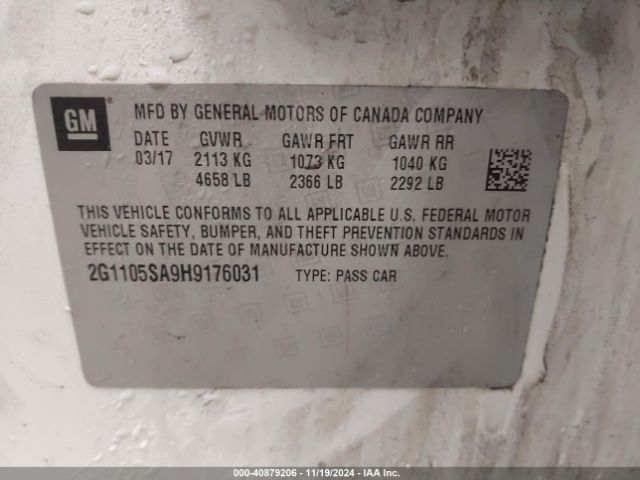2G1105SA9H9176031 Chevrolet IMPALA 1LT
