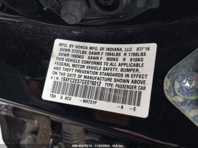 Honda Civic Lx 2016 19XFC2E57GE076012 Image 9