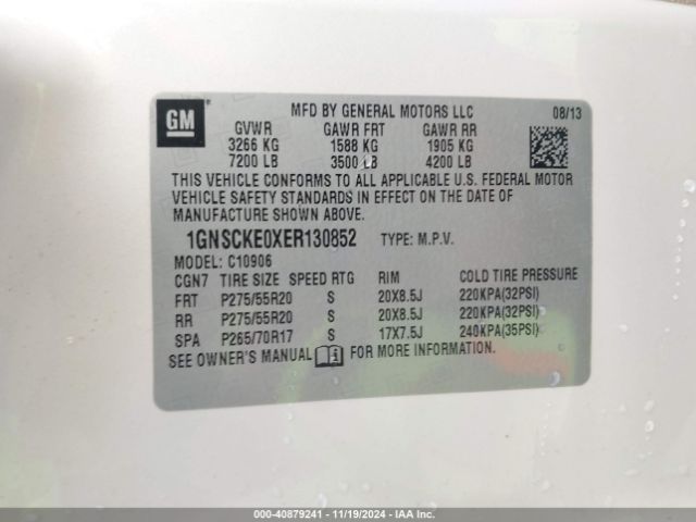 1GNSCKE0XER130852 Chevrolet Suburban 1500 Ltz