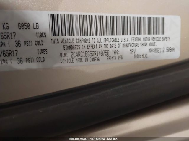 2C4RC1BG5GR148756 Chrysler Town & Country Touring