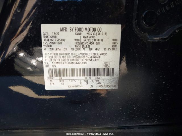 1FMSK7FH6MGA63833 Ford Explorer Limited