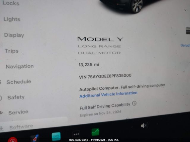 7SAYGDEE8PF835000 Tesla Model Y Awd/long Range Dual Motor All-wheel Drive