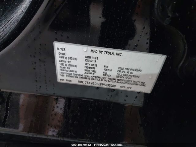 7SAYGDEE8PF835000 Tesla Model Y Awd/long Range Dual Motor All-wheel Drive