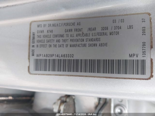 2004 PORSCHE CAYENNE WP1AB29P14LA63332 Photo 8
