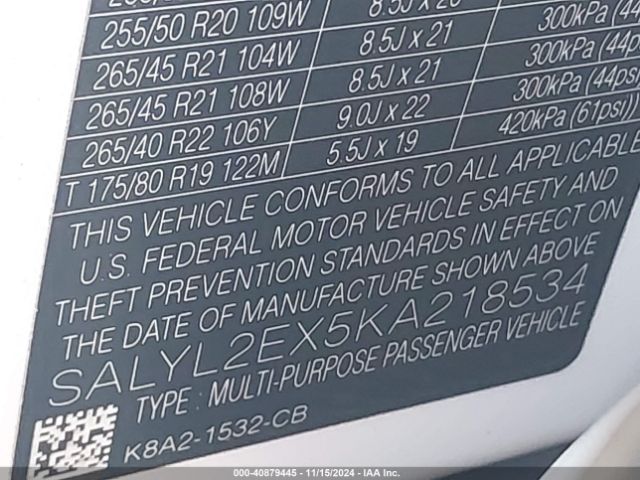 SALYL2EX5KA218534 Land Rover Range Rover Velar P250 R-dynamic Se