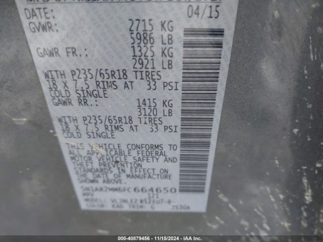 5N1AR2MM6FC664650 Nissan Pathfinder Platinum/s/sl/sv