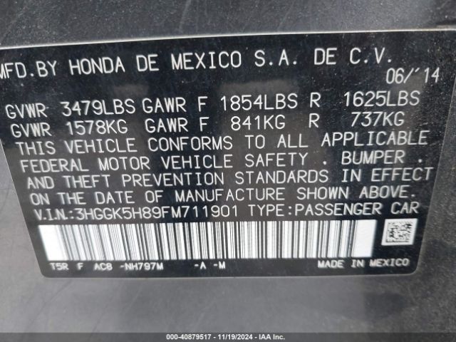 3HGGK5H89FM711901 Honda Fit Ex/ex-l