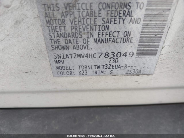 5N1AT2MV4HC783049 Nissan ROGUE SV