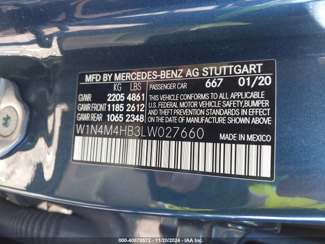 W1N4M4HB3LW027660 Mercedes-Benz Glb 250 4matic