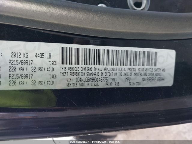 1C4NJCBA9HD148775 Jeep Compass Sport Fwd