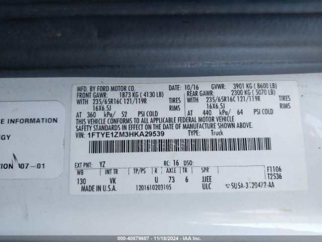 1FTYE1ZM3HKA29539 Ford Transit-150