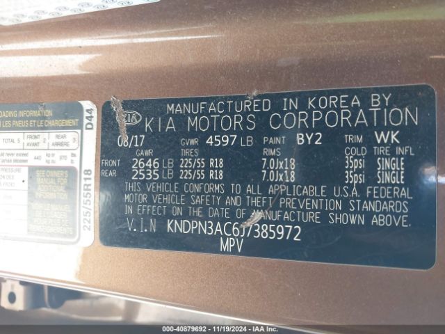 KNDPN3AC6J7385972 KIA Sportage Ex