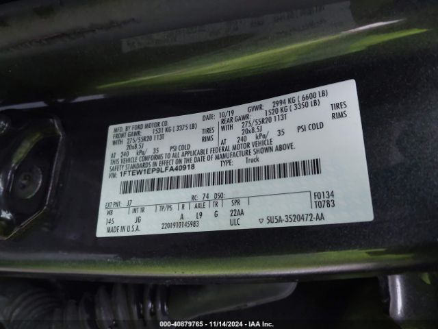 1FTEW1EP9LFA40918 Ford F-150 Xl