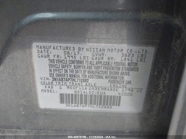 Nissan SENTRA SV 2017 3N1AB7AP7HL712882 Image 9