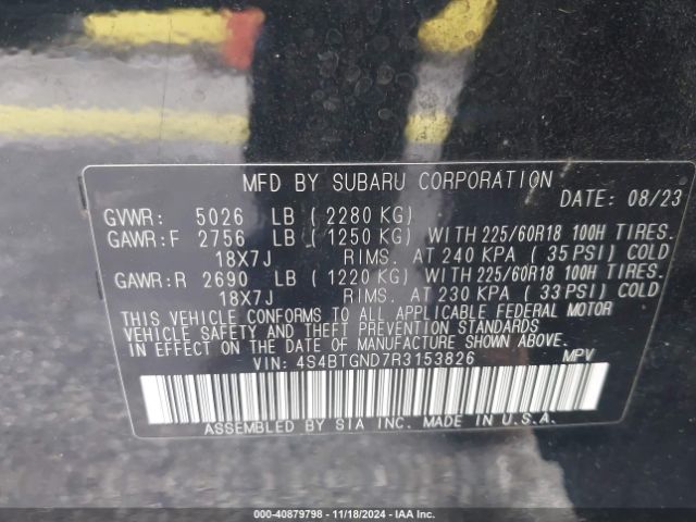 4S4BTGND7R3153826 Subaru Outback Limited Xt