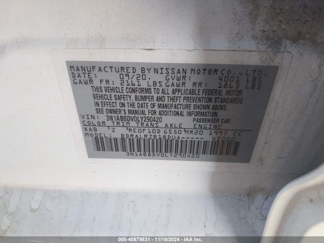 3N1AB8DV0LY290420 Nissan Sentra Sr Xtronic Cvt