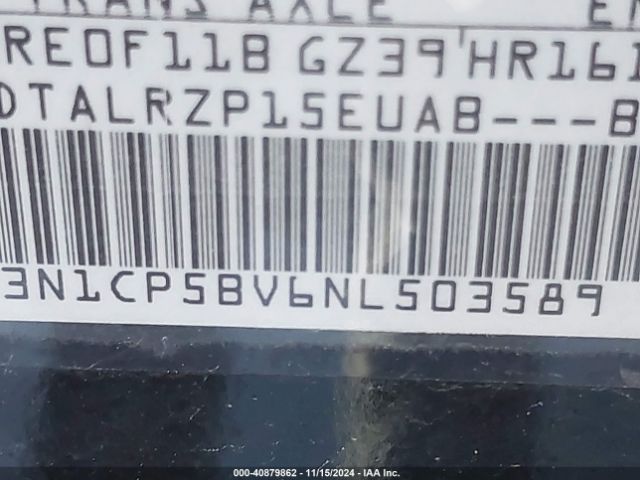 3N1CP5BV6NL503589 Nissan Kicks S Xtronic Cvt