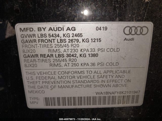 WA1BNAFY8K2101947 Audi Q5 45 Premium